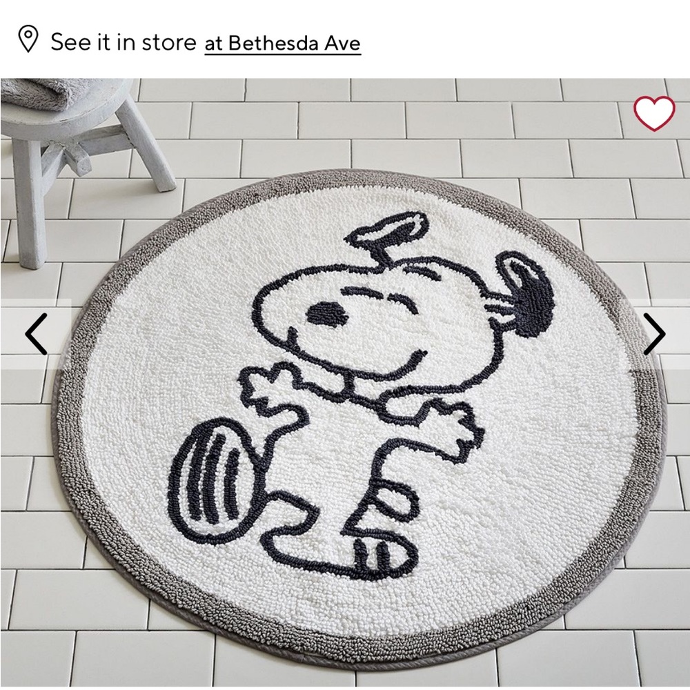 Pottery Barn Kids White and Black Snoopy Bath Mat